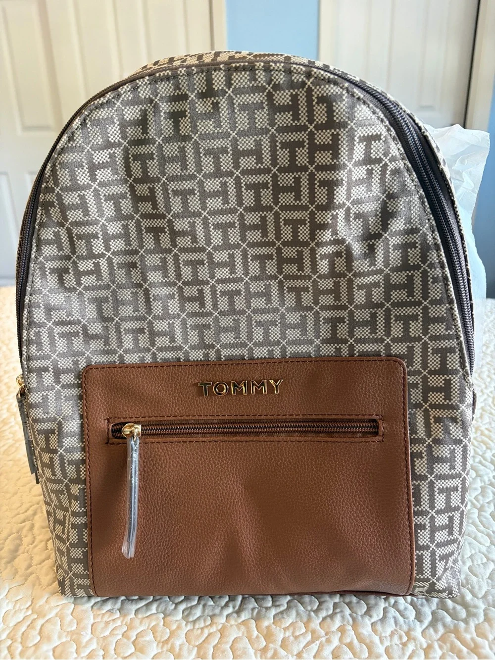 Tommy Hilfiger Brown & Cream Monogram Backpack